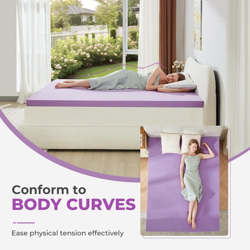 BDEUS Gel Memory Foam Mattress Topper - Ventilated & Soft Pressure Relief - Twin Size, CertiPUR-US Certified