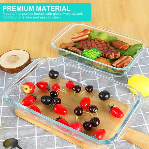 KOMUEE Glass Baking Dish Set - 8 Pieces Rectangular Bakeware with BPA-Free Lids | Ideal for Lasagna & Leftovers