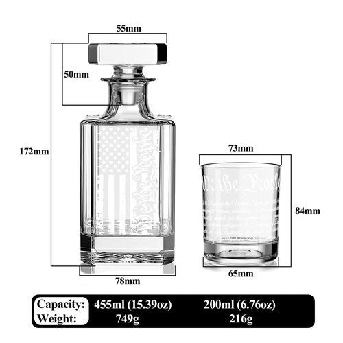 WATAKA We the People Whiskey Glasses 2PC Wine Glasses Set for Liquor Scotch Bourbon or Wine, Patriotic Whiskey Gift for Men