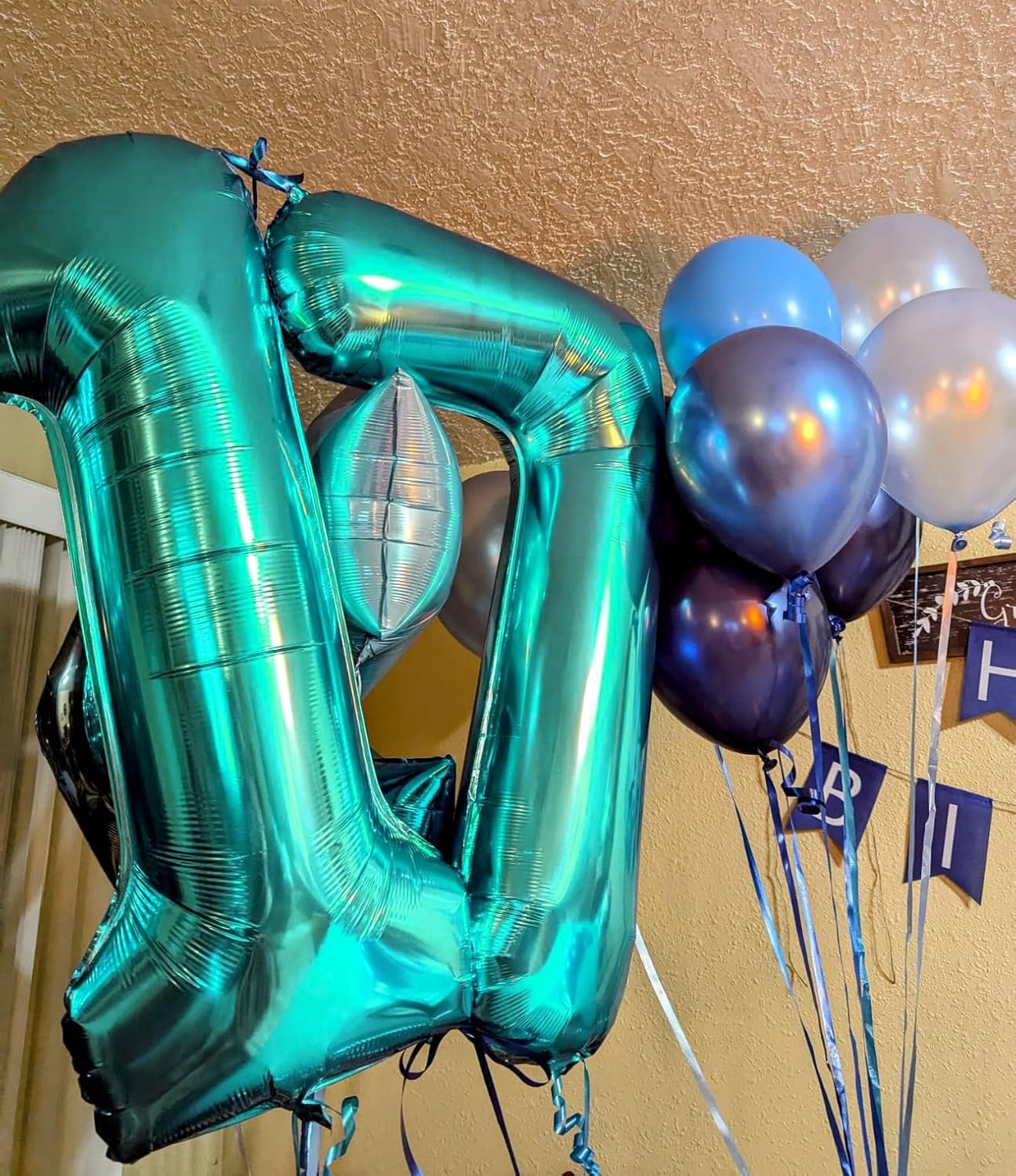 Number 7 Balloon by [Brand Name] - 40 Inch Blue-Green Birthday Decoration for All Ages