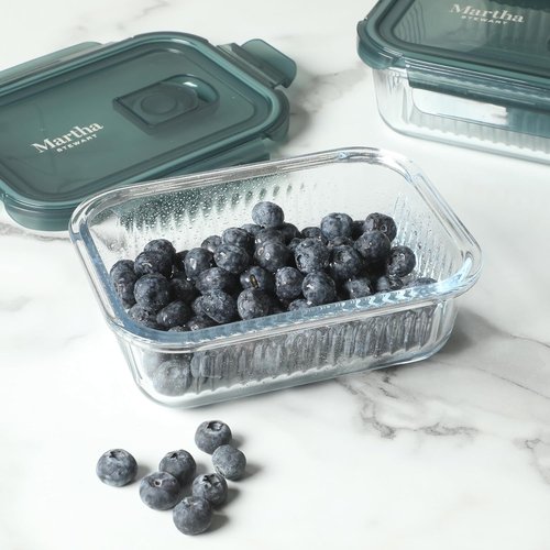 Martha Stewart Shadowbrook 5-Piece Glass Storage Container Set - Airtight Lids, 21.6 oz for Meal Prep & Leftovers