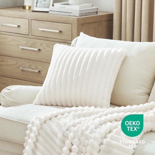 Bedsure Fleece Blanket - Soft Off-White Throw with Matching Pillow Covers | Cozy Home Decor