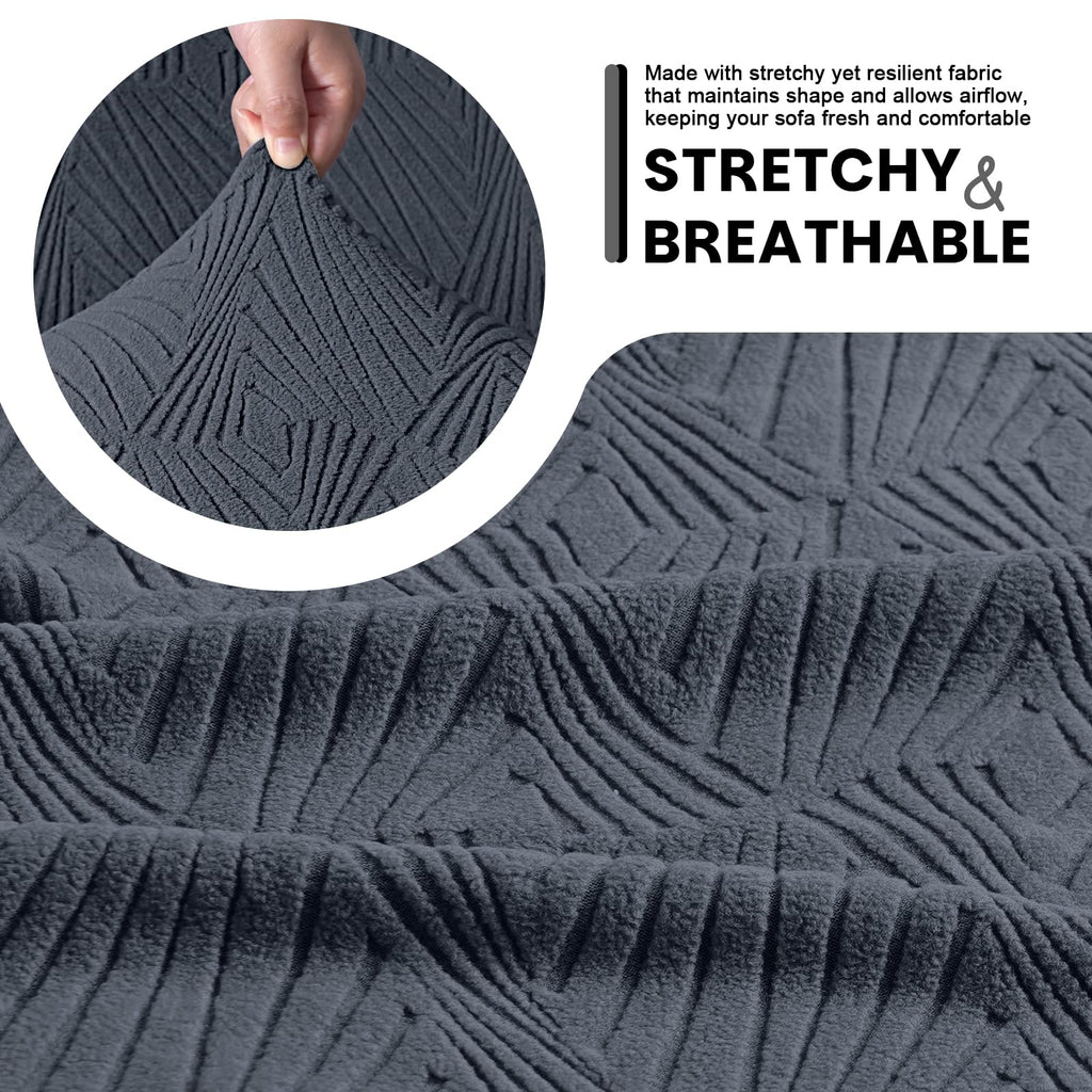 VANSOFY Recliner Couch Cover, 8-Pieces Stretch Recliner Sofa Cover Soft Jacquard Reclining Slipcover Furniture Protector with Elastic Bottom for Kid, Pets(3 Seat,Gray)