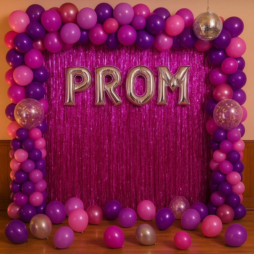 Voircoloria 4 Pack Pink Foil Fringe Backdrop Curtains - Tinsel Streamers for Birthday, Graduation & Baby Showers