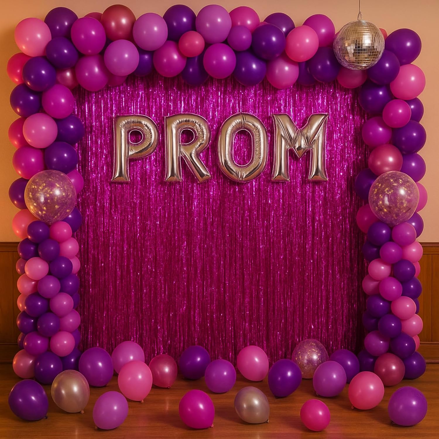 Voircoloria 4 Pack Pink Foil Fringe Backdrop Curtains - Tinsel Streamers for Birthday, Graduation & Baby Showers