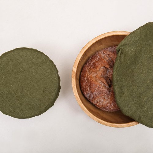 HSOFTIFY 100% Linen Bowl Covers Reusable For Bread Proofing, 4 Pcs Elastic Cloth Fabric Bowl Covers, 5.9 * 7.9 * 9.8 * 11.8 Inches, Brown