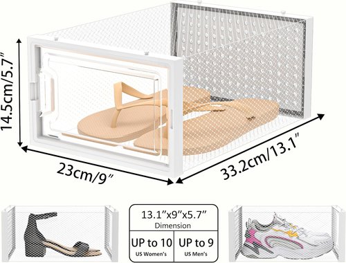 HOMIDEC Shoe Organizer - 12 Pack Clear Plastic Stackable Shoe Storage Containers for Size 10