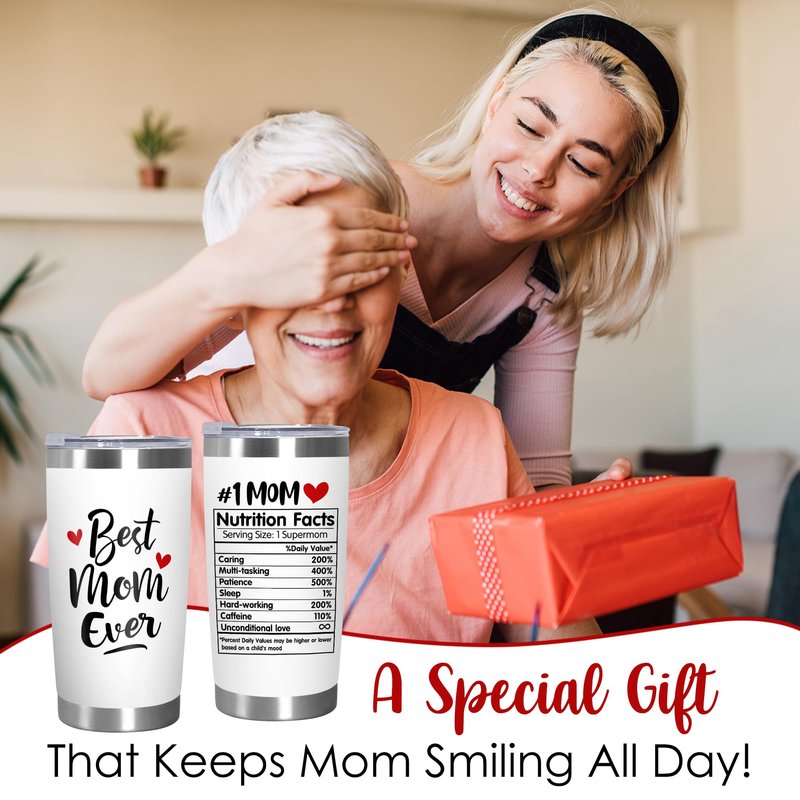 TEEZWONDER Mothers Day Gifts from Daughter Son - 20 oz Stainless Steel Insulated Coffee Tumbler with Lid - Birthday Gifts for Mom, Mothers in Law, Mama, Grandma, Tumblers for Women