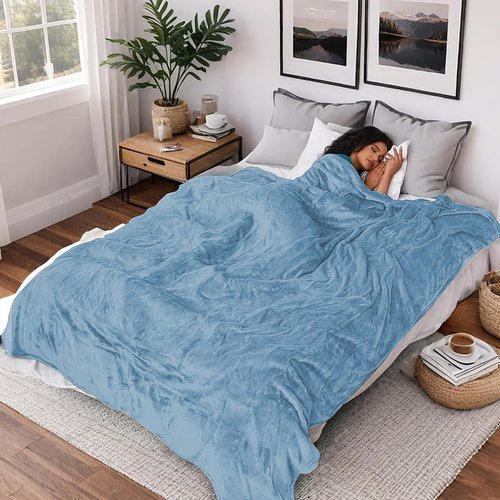Minervada Electric Heated Blanket Throw 50''x60'', Lightweight Soft Warm Flannel Electric Blanket, 3 Hour Auto Shut Off, 5 Heating Levels, Machine Washable - Grey&White