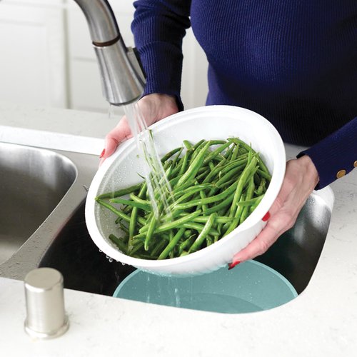 Nordic Ware 2-in-1 Colander Bowl Set, White and Sea Glass