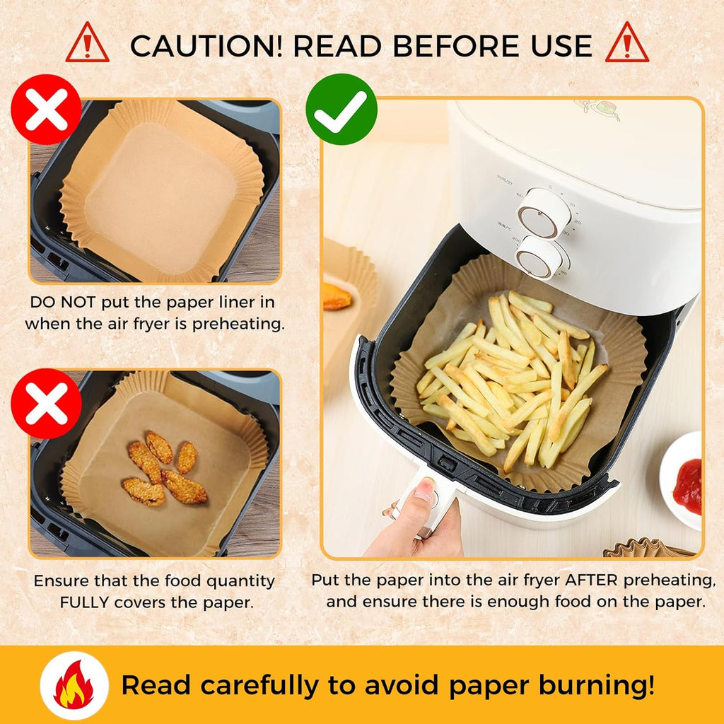 Air Fryer Liners - 500 Pcs Non-Stick 8-Inch Parchment Paper for Air Fryer & Microwave Oven