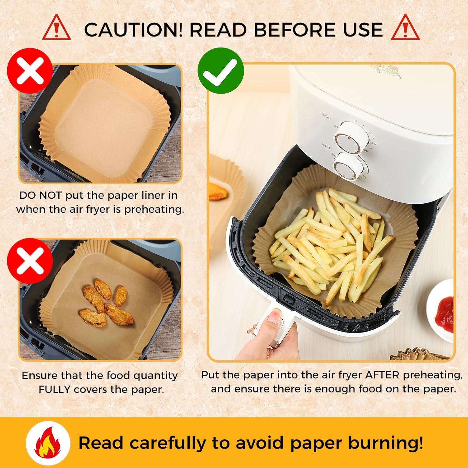 Air Fryer Liners - 500 Pcs Non-Stick 8-Inch Parchment Paper for Air Fryer & Microwave Oven