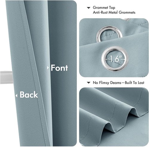 MIULEE Slate Blue Blackout Curtains - Thermal Insulated Room Darkening Drapes | 45 Inch, 2 Panels