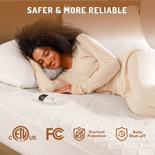Twin XL Heated Mattress Pad - Degrees of Comfort Electric Bed Warmer with Single Controller, 6 Heating Levels, 10-Hour Auto Shut-Off, Breathable Air-Layer, 39"x80"