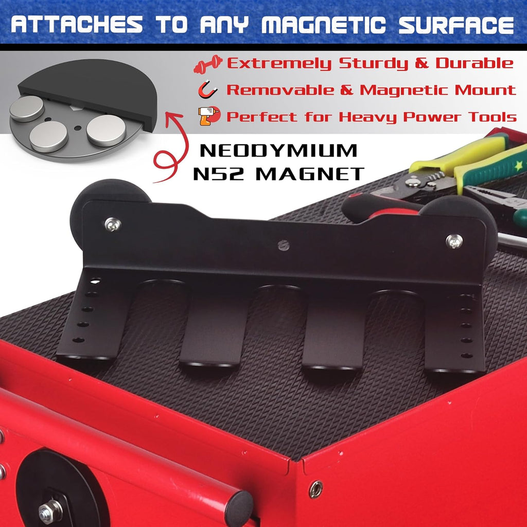 ULIBERMAGNET Power Tool Organizer - 3 Slot Utility Storage Rack with Screwdriver Holder | Heavy Duty Wall Mount for Garage & Workshop