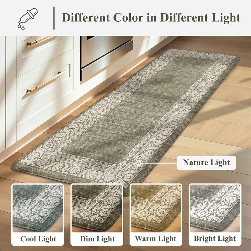 LEEVAN Kitchen Mats Cushioned Anti Fatigue Sets of 2,Blue Non Slip Waterproof Kitchen Mats for Floor,Memory Foam Striped Comfort Kitchen Floor Mat for Sink,Laundry,Home,Office,Desk(17"x29"+17"x47")