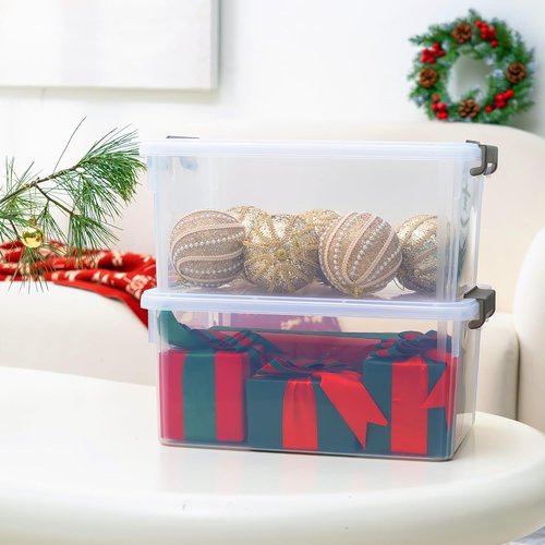 Citylife 17 QT Plastic Storage Bins - Stackable Latching Containers for Organizing | 4 Pack, Clear