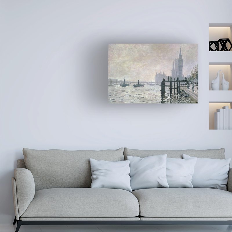 Trademark Fine Art The Thames Below Westminster by Claude Monet Canvas Wall Artwork, 22 by 32-Inch