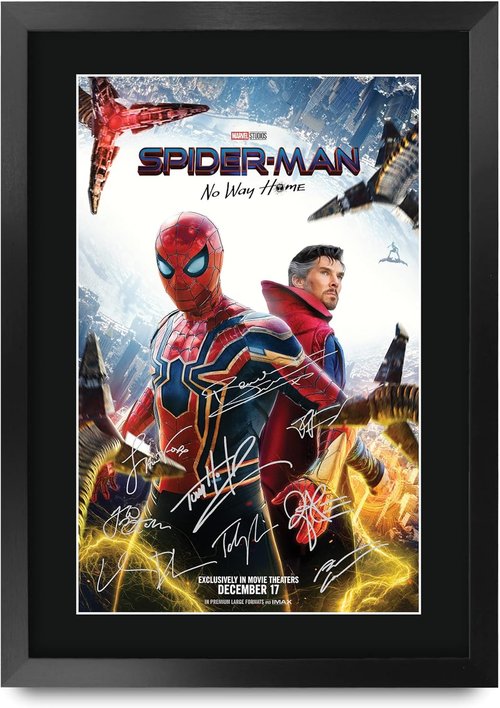 HWC Trading Spider-Man Movie Poster - Tom Holland Signed Framed Print | 16" x 12" Autographed Display