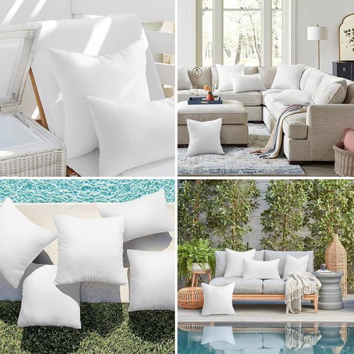 Ashler Outdoor Pillow Inserts - Waterproof & Hypoallergenic | Set of 4, 18 x 18 Decorative Pillows
