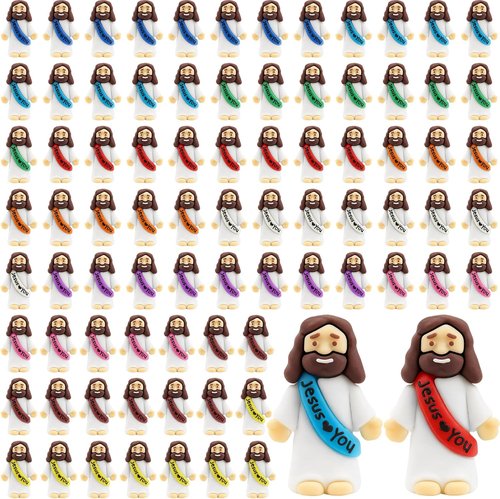 Little Jesus Figurines - 80Pcs Pocket Jesus Figures for Church Events & Baptism Gifts