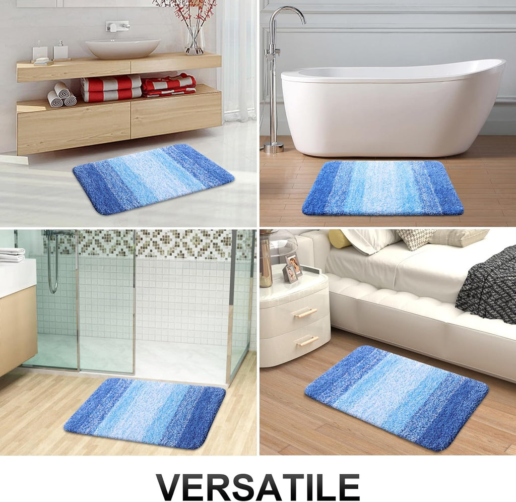 OLANLY Bathroom Runner Rug - Extra Soft Microfiber, Quick Dry & Washable | 47x17, Light Royal Blue