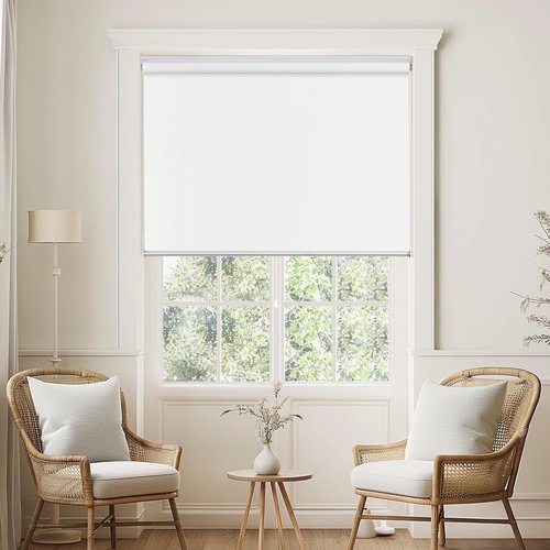 ChrisDowa Blackout Roller Shade - Cordless Indoor Blinds with Thermal Insulation | 34"W x 72"H, White