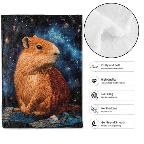MIEPOS Cosmic Capybara Throw Blanket,50x60in,Soft,Lightweight Flannel,Majestic Starry Night Blankets - Gifts for Kids Boys Girls,for Couch Office Travel,Home Living Room Modern Artistic Decor