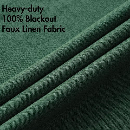MIULEE Linen Curtains - 100% Blackout Thermal Insulated Emerald Green Drapes | 52 x 90 Inch (2 Panels)