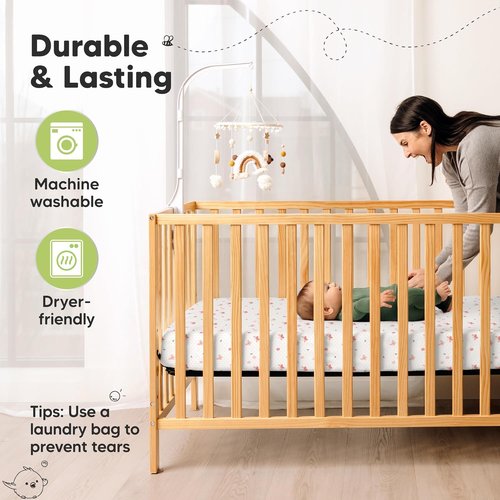 KeaBabies Fitted Crib Sheets - Soft Bamboo Viscose Cotton, 2-Pack, 52x28, Gender Neutral (Butterflies)