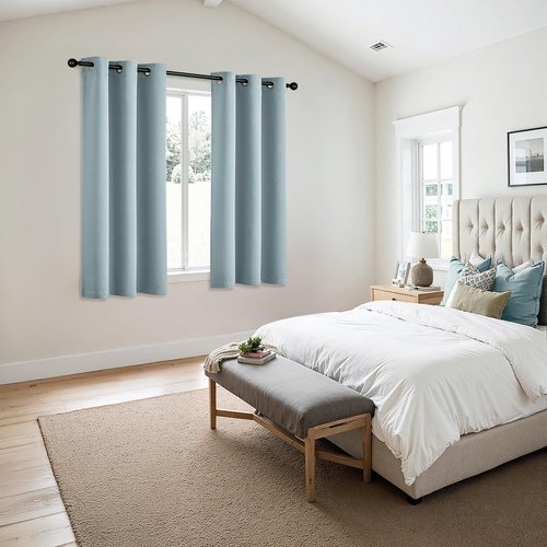 MIULEE Slate Blue Blackout Curtains - Thermal Insulated Room Darkening Drapes | 45 Inch, 2 Panels