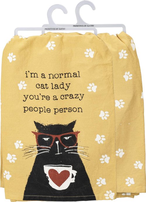Primitives by Kathy Cotton Dish Towel Set - Cat Design, Kitchen/Bathroom Decor, Tea Towels, 28"x28"