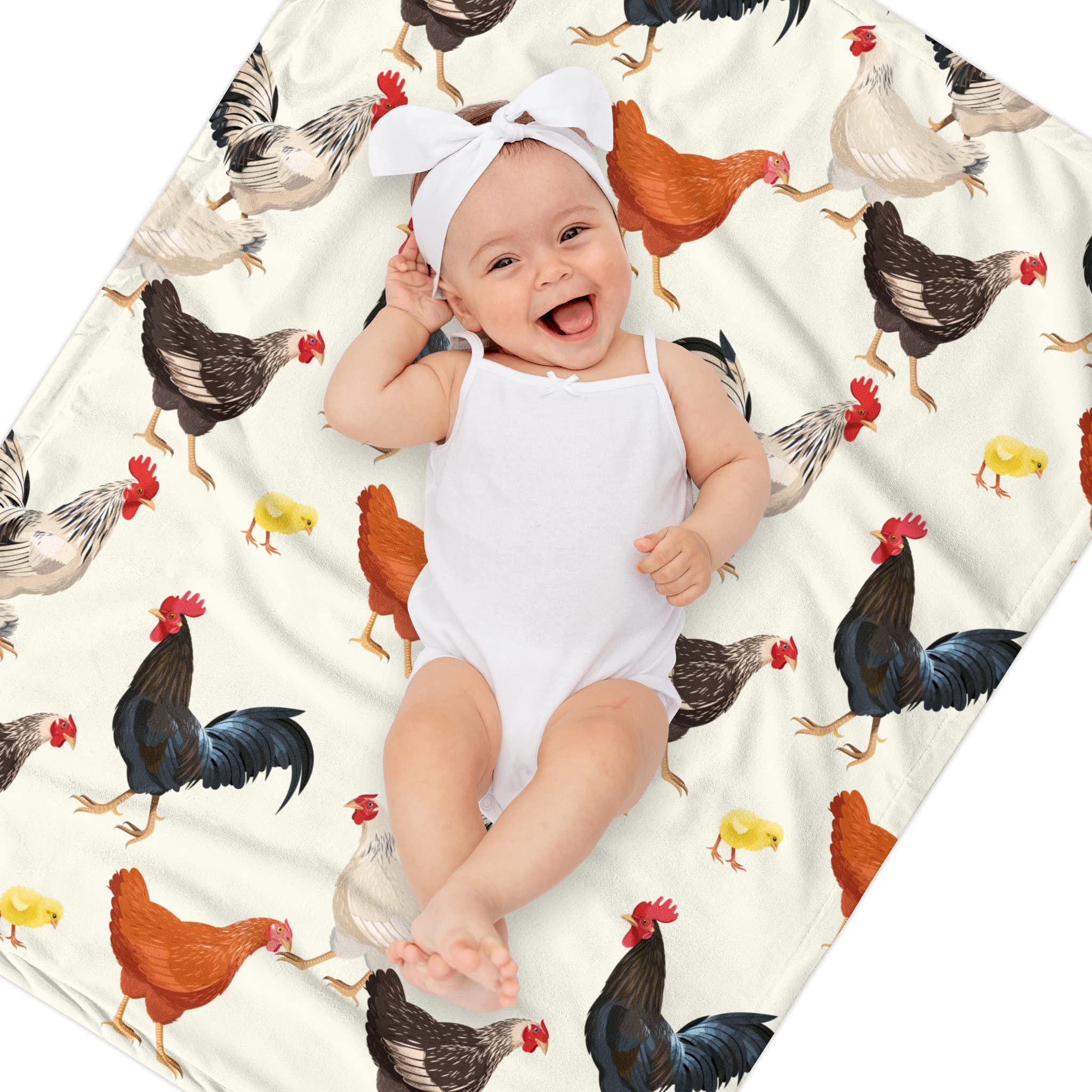 AISDE Chicken Gifts for Women, Cute Chicken Blanket for Adults, Soft Fuzzy Plush Throw Blanket, Chickens Decor with Rooster Design, Valentine’s Day Gifts White Elephant, 50 x 60 Inches