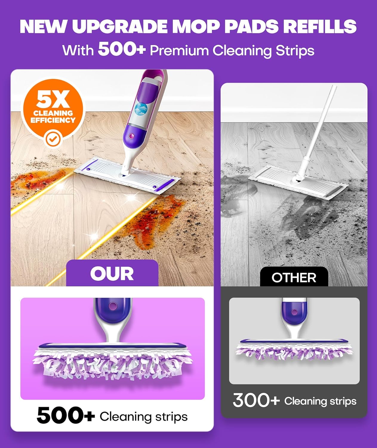 Skiennix 5X Cleaning Power Mop Refills - 30 Count Multi-Surface Disposable Pads for Swiffer Power Mop
