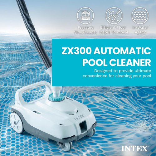 INTEX 28006E ZX100 Automatic Pool Cleaner - Efficiently Cleans Larger Pools | Removable Filter Tray, 21ft Hose