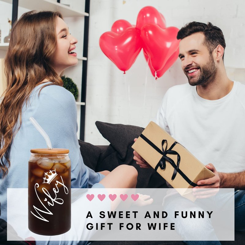 GINGULMINA Gifts for Wife from Husband - Wedding Anniversary for Women, Birthday, Mothers Day, Christmas Wife Gifts for Her - Romantic Love Gift for Her - 16 Oz Can Glass