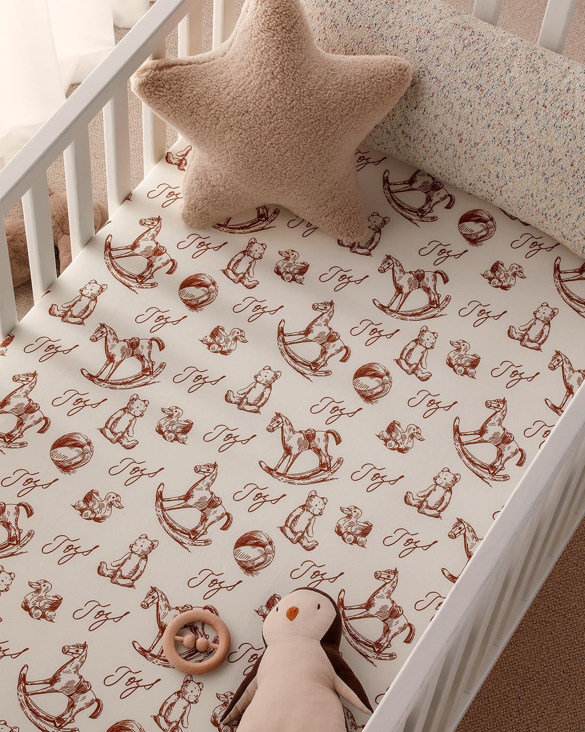 Yoofoss Baby Pack and Play Sheets - Ultra Soft 2-Pack Fitted Mini Crib Sheets for Boys & Girls | 38x26 Rocking Horse Design