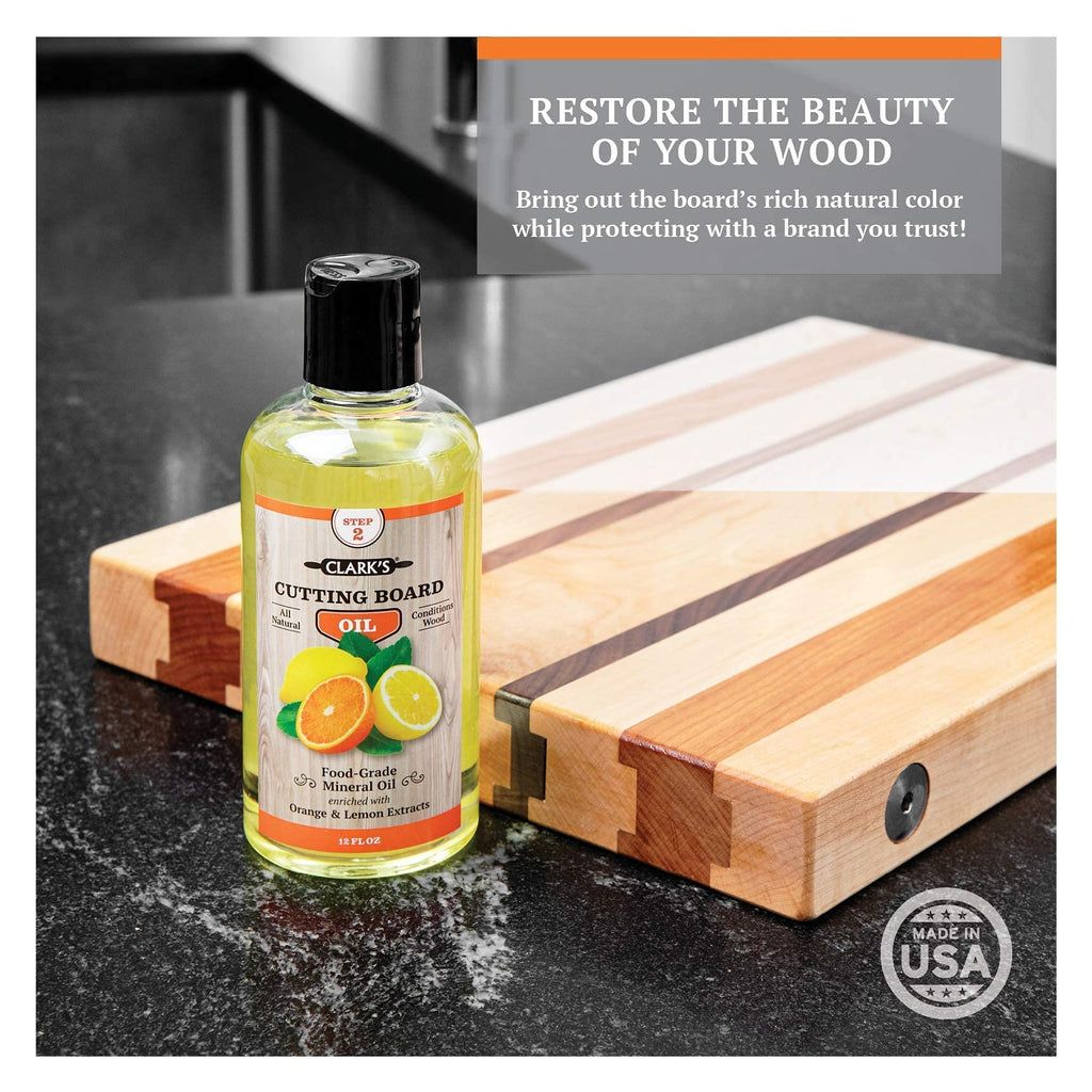 CLARK'S Orange Cutting Board Oil, Wax, and Buffing Pads | Orange Cutting Board Care