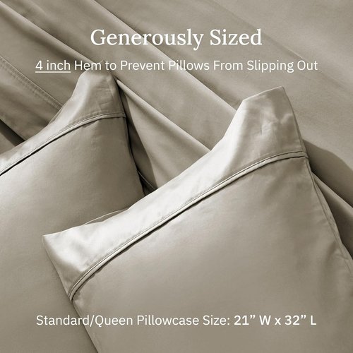 California Design Den Pillowcase Set - 400 Thread Count 100% Cotton Sateen, Soft & Breathable | Queen Size, Taupe
