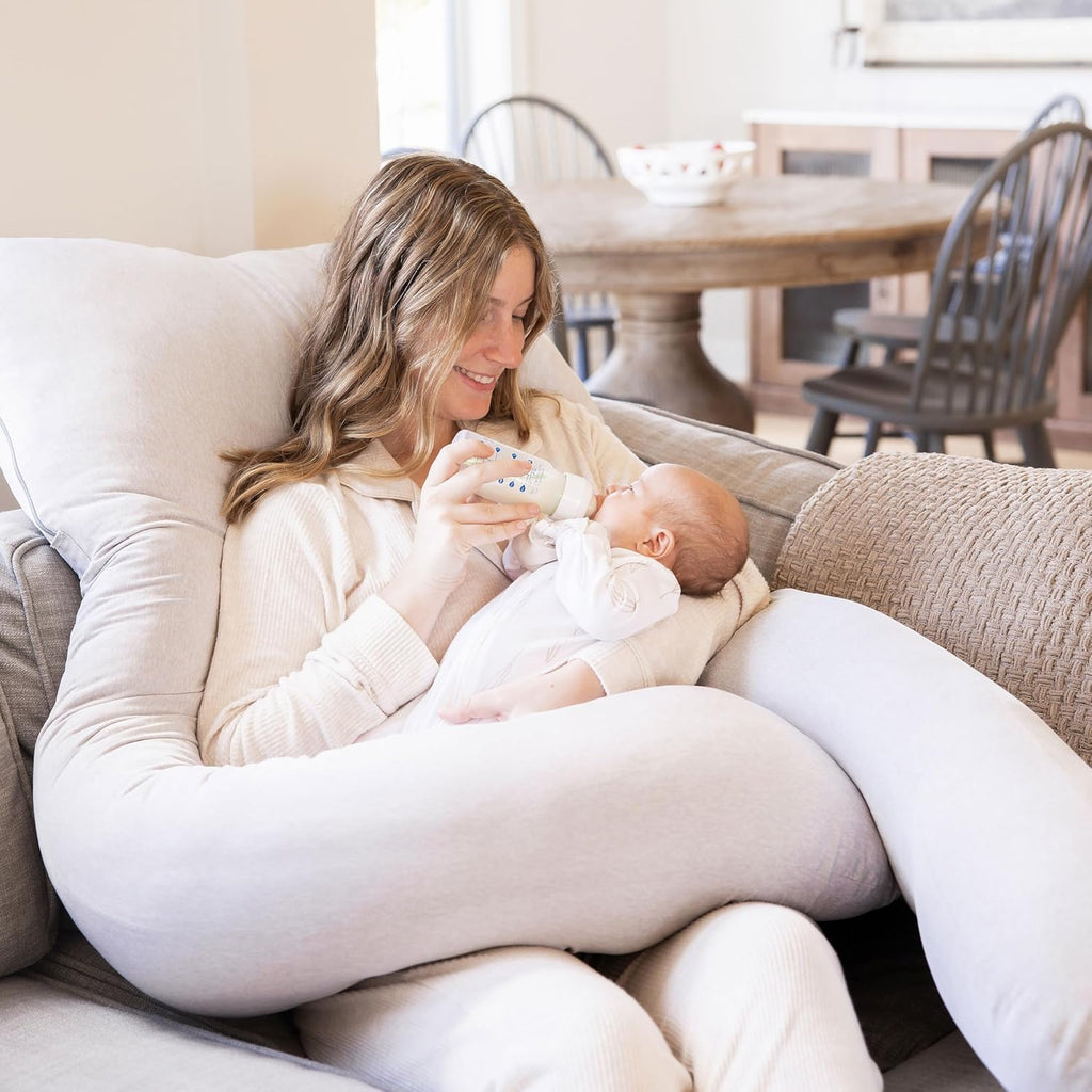 Regalo Premium U-Shaped Pregnancy Pillow - Ultra Soft Full Body Support for Sleeping & Feeding | Grey Removable Cover