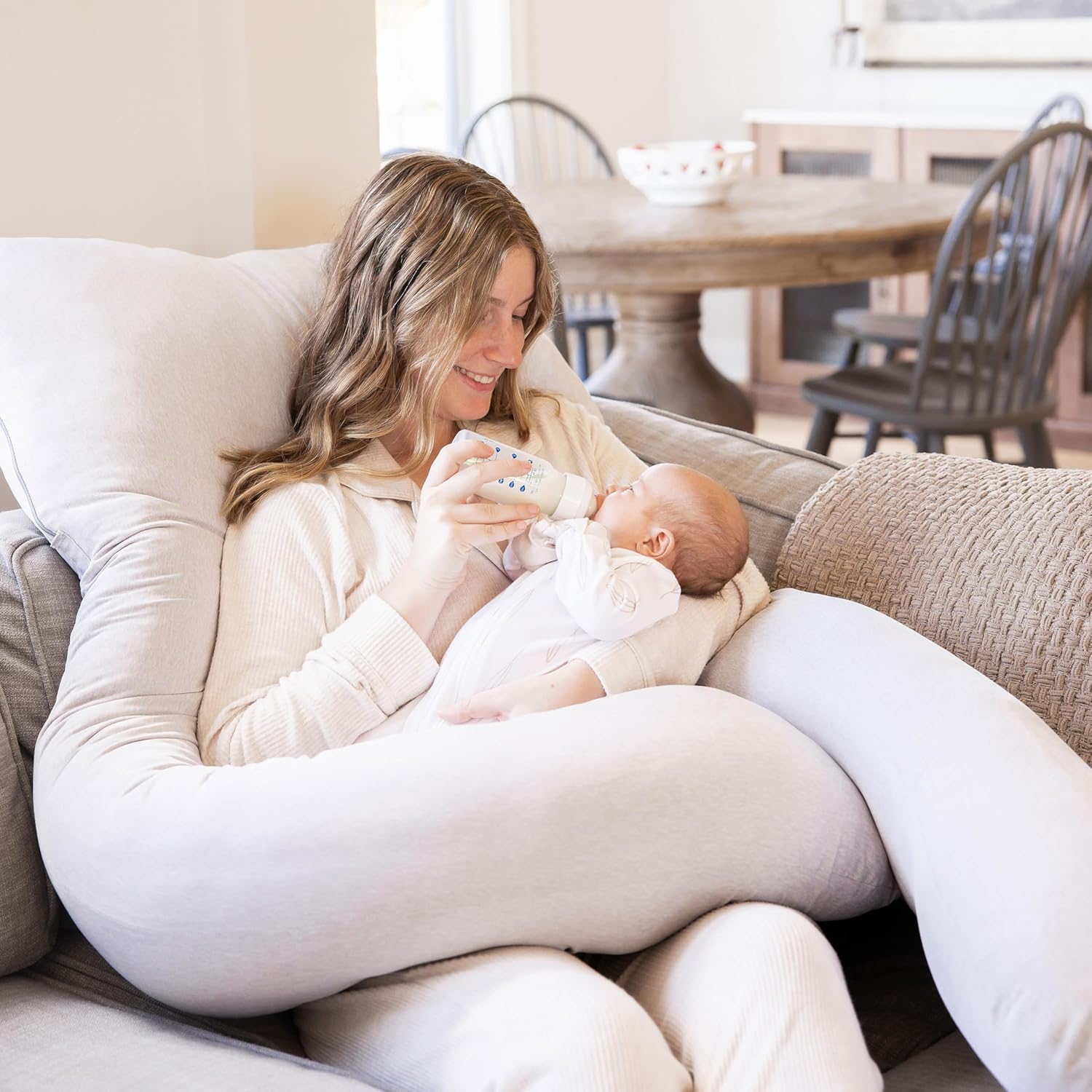 Regalo Premium U-Shaped Pregnancy Pillow - Ultra Soft Full Body Support for Sleeping & Feeding | Grey Removable Cover