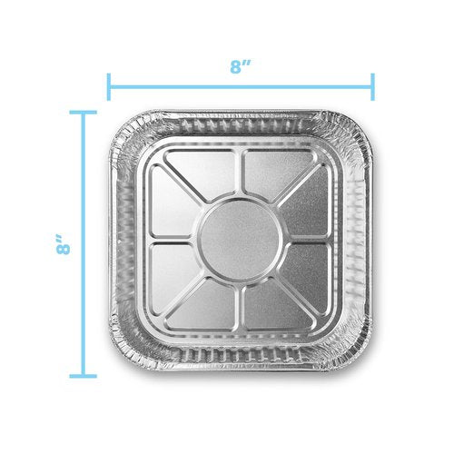 MontoPack 8” Disposable Aluminum Foil Baking Pans - 20 Pack | Versatile 8 x 8 Cake Tins for Broiling, Roasting, Meal Prep