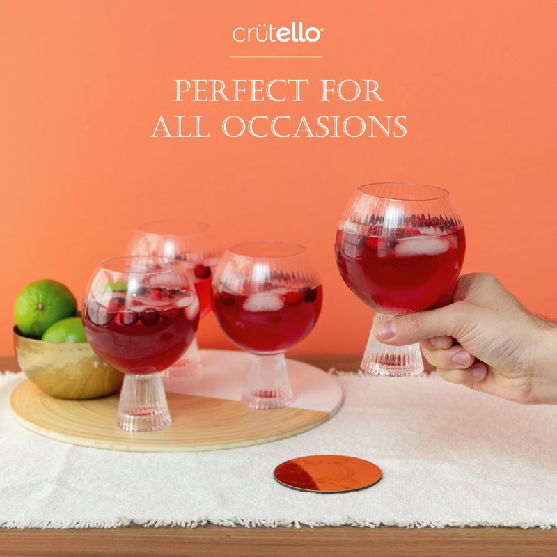 Crutello Aperol Spritz Glasses | Goblet Cocktail Glasses Set of 4-16 oz Gin and Tonic, Sangria, or Aperol Spritz Glassware, Unique Cocktail Glassware for Gifts