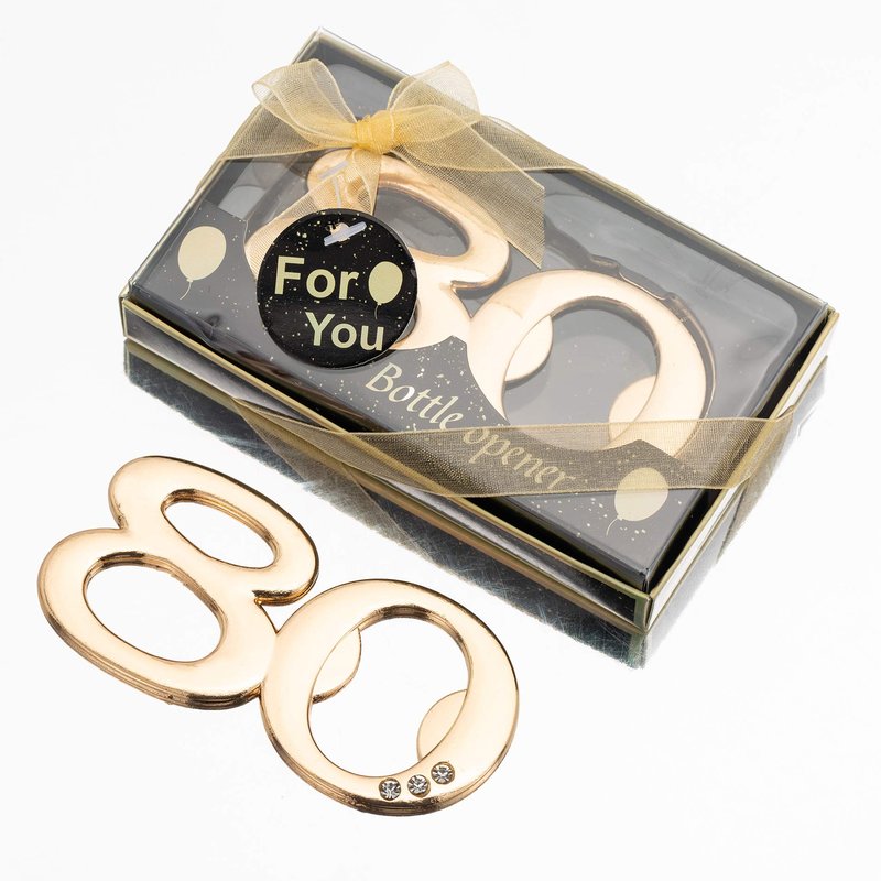 YKLIGTN 24PCS Latest 80 Bottle Openers for 80th Birthday Party Favors or Wedding Anniversary Party Gifts Souvenirs Decorations for Guests