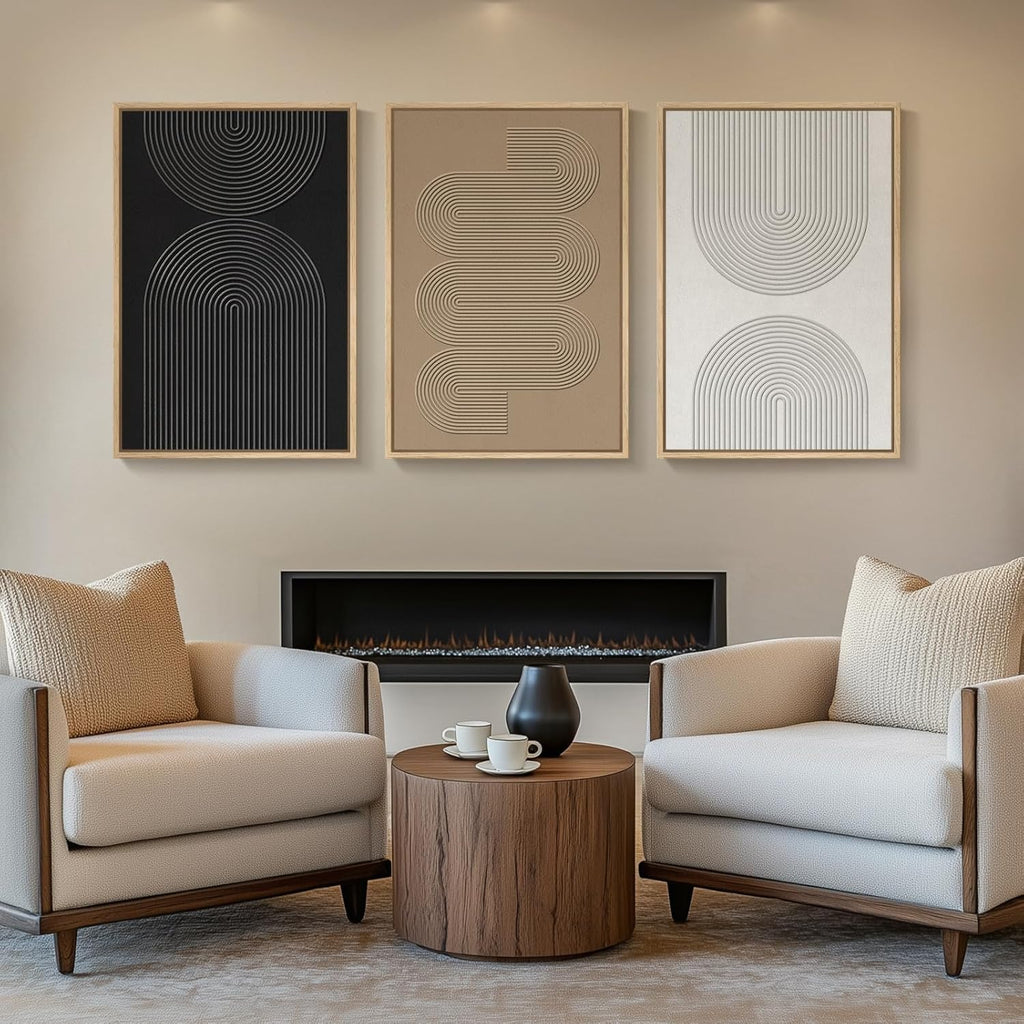 Regine Switzerland Large 3D Textured Boho Wall Art Set - 3 Modern Abstract Paintings for Living Room & Entryway Decor