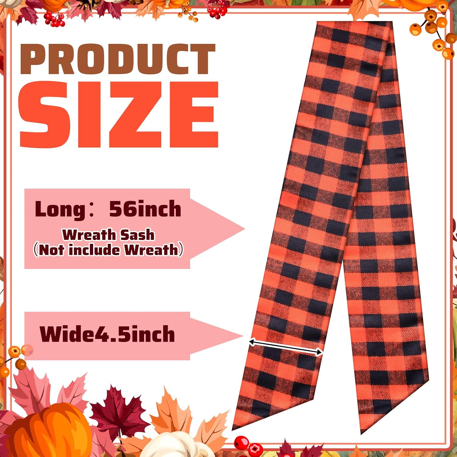 Regine Switzerland Wreath Sash - Customizable Satin Ribbon for Front Door Decor | Fall Plaid Design