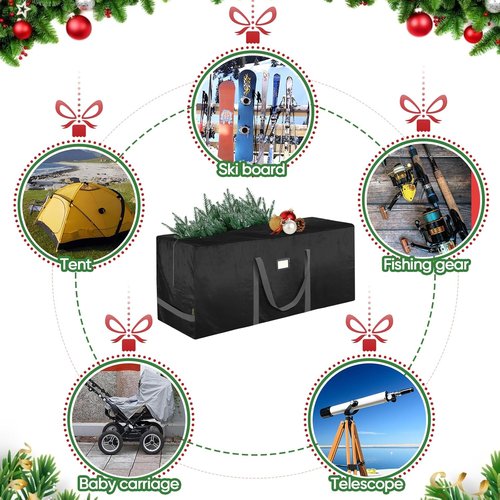 BALEINE Christmas Tree Storage Bag - Extra Large 7.5 ft Heavy Duty with Reinforced Handles & Dual Zippers | Black
