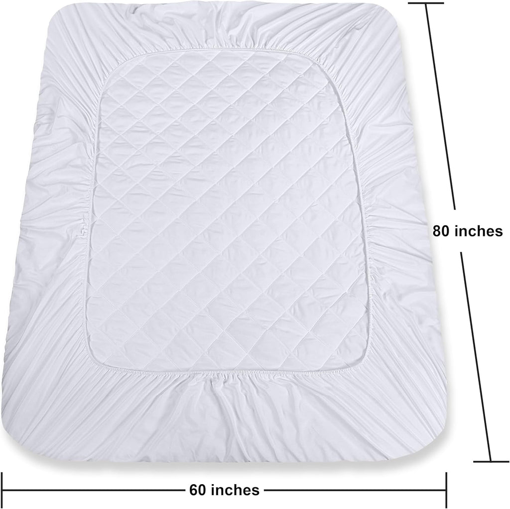 Utopia Bedding Quilted Fitted Mattress Pad - Queen Size Deep Pocket Protector | Machine Washable, White
