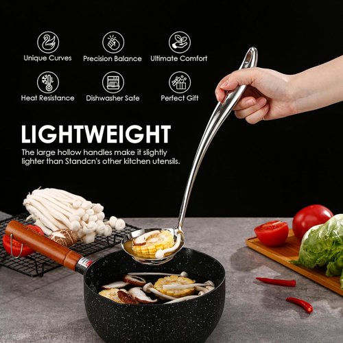304 Stainless Steel Kitchen Utensil Set - 9-Piece Cooking Tools with Solid & Slotted Spoons, Fork, Spatula & More
