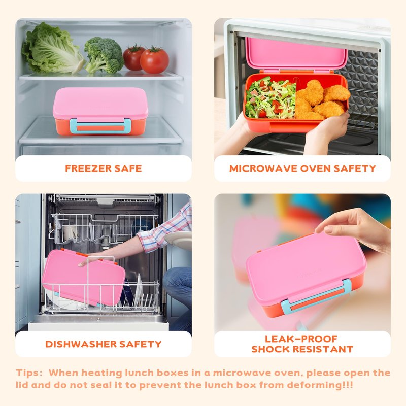 JXXM Lunch Box for Kids With 8oz Soup Thermo, Leak-proof Lunch Container with 2 Compartments, Thermo Food Jar Food Containers for Back to School Girls Boys (Pink)